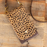 Furry Leopard Print Cowhide Purse for Phone