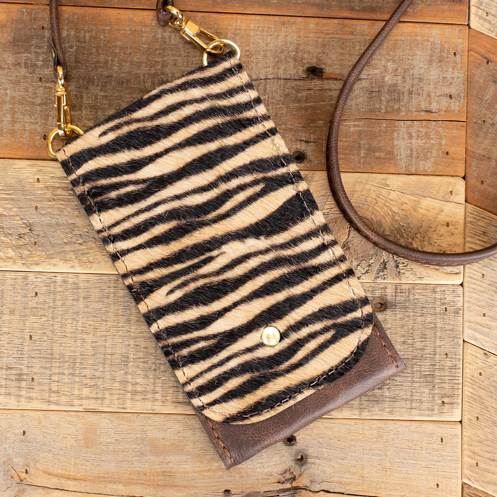 TIGER PRINT SLIM LEATHER WALLET | PURPLE LEOPARD BOUTIQUE