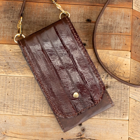 Women's Dark Brown Eel Leather Phone Wallet