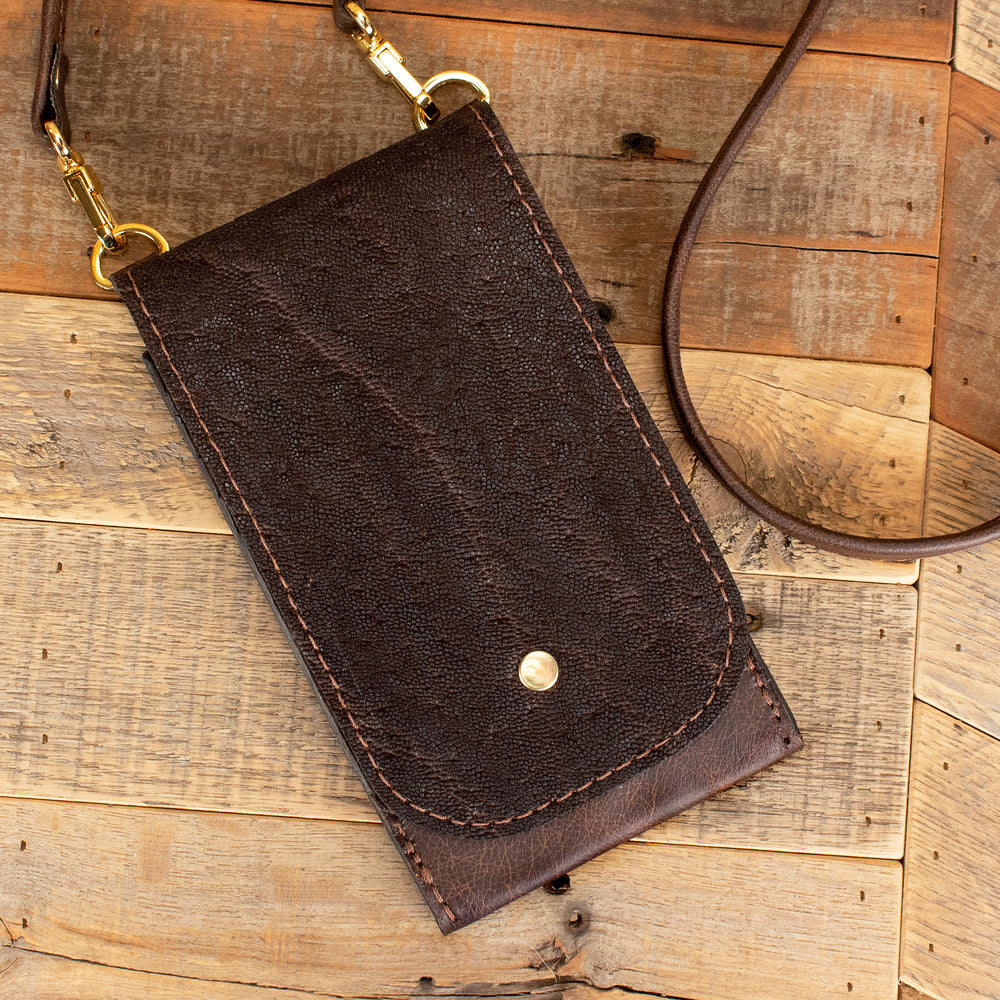 Women's Dark Brown Elephant Leather Phone Wallet