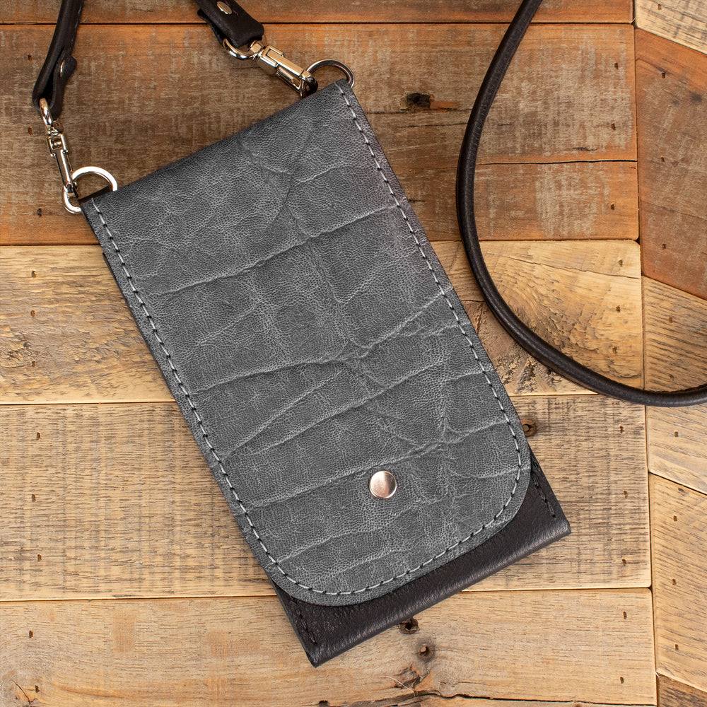 Women's Gray Elephant Leather Phone Wallet