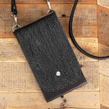 Women's Black Sharkskin Leather Phone Wallet