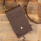 Women's Dark Brown Shark Leather Phone Wallet