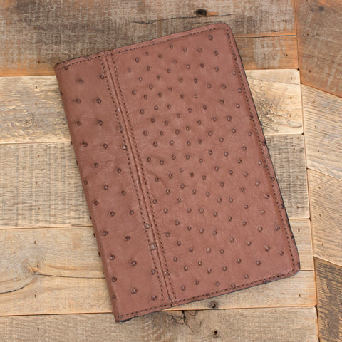 Brown Ostrich Leather Padfolio Notepad Holder