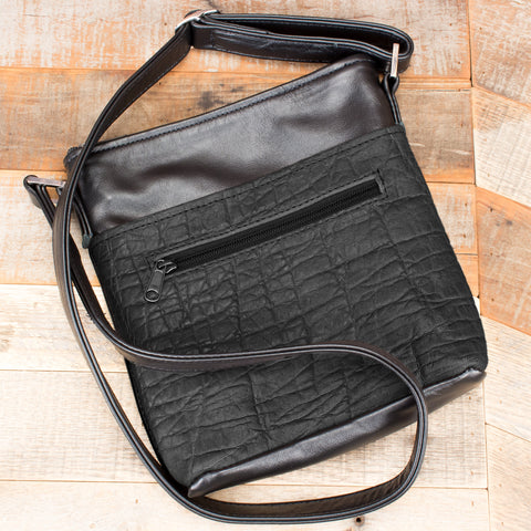 Elephant Leather Purse Handbag Black