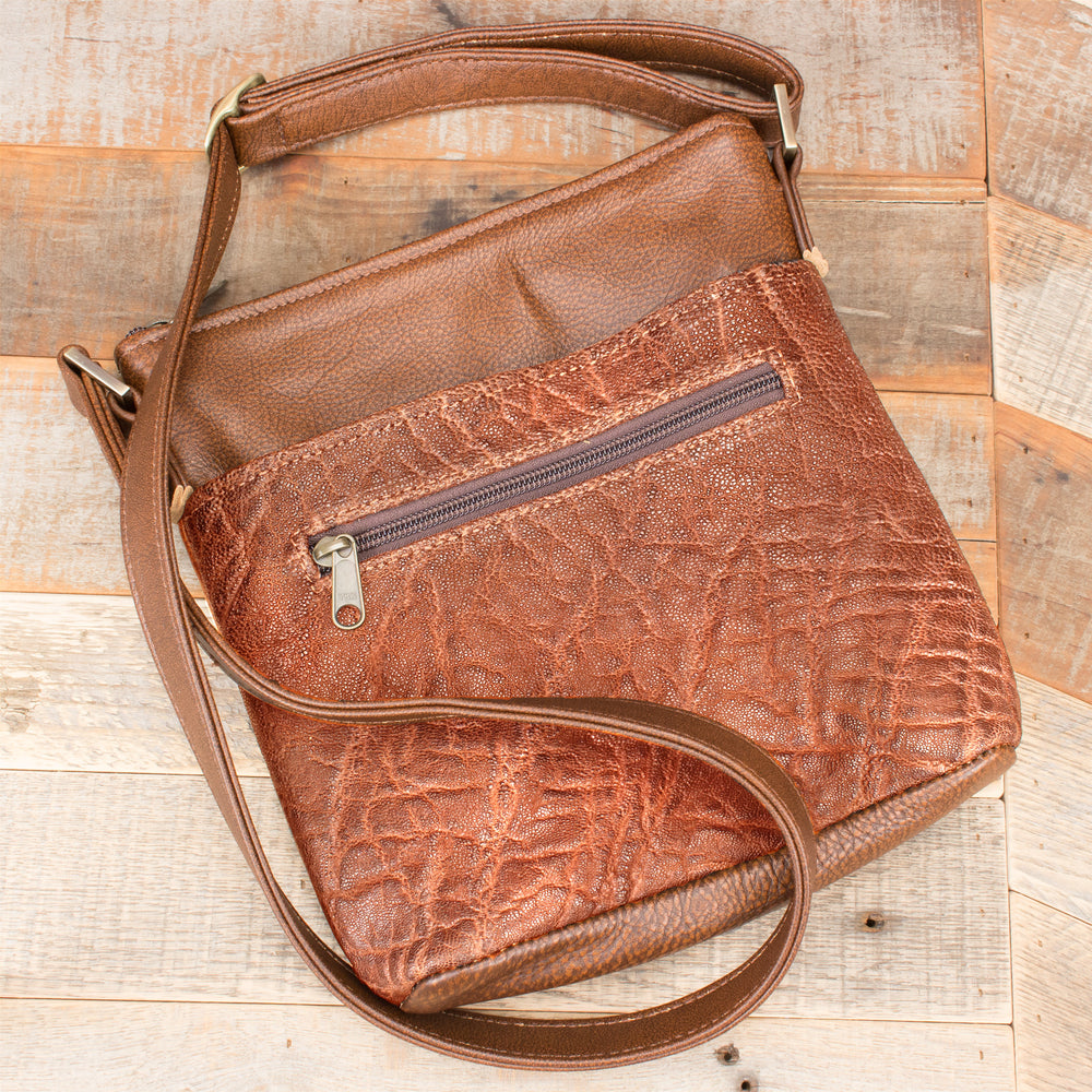 Caramel Brown Embossed Leather Clutch