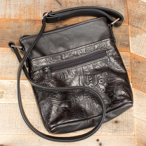 Black Floral Embossed Purse