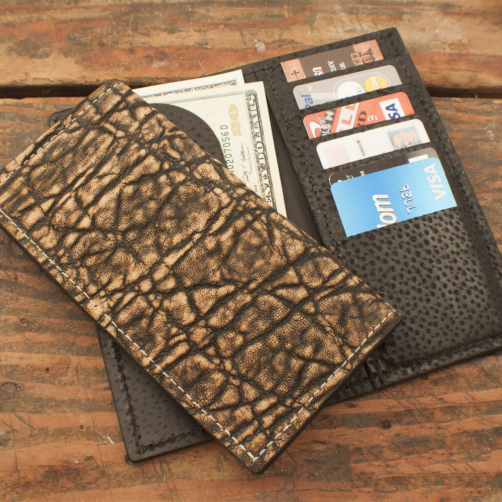 Treebark Elephant Leather Checkbook Wallet