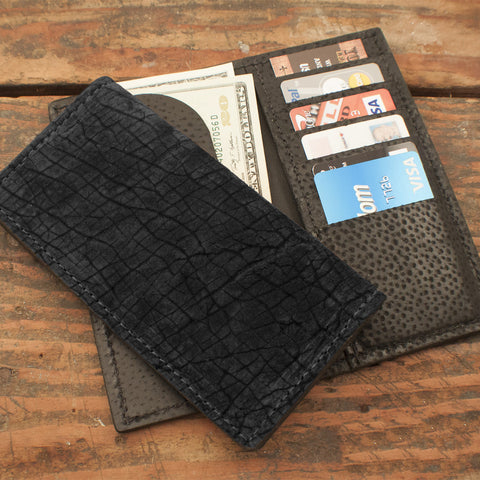 Black Hippo Leather Checkbook Wallet