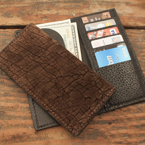 Brown Hippo Leather Checkbook Wallet