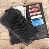 Black Tegu Lizard Checkbook Wallet