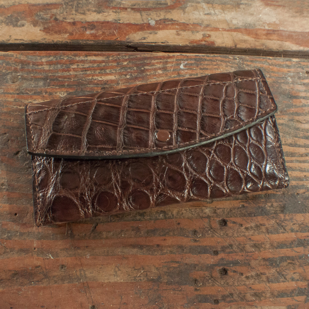 Alligator Matte Brown Clutch-Yoder Leather Company