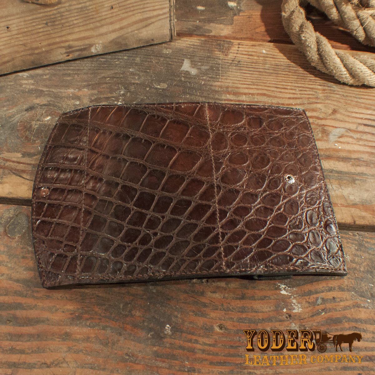 Alligator Matte Brown Clutch-Yoder Leather Company