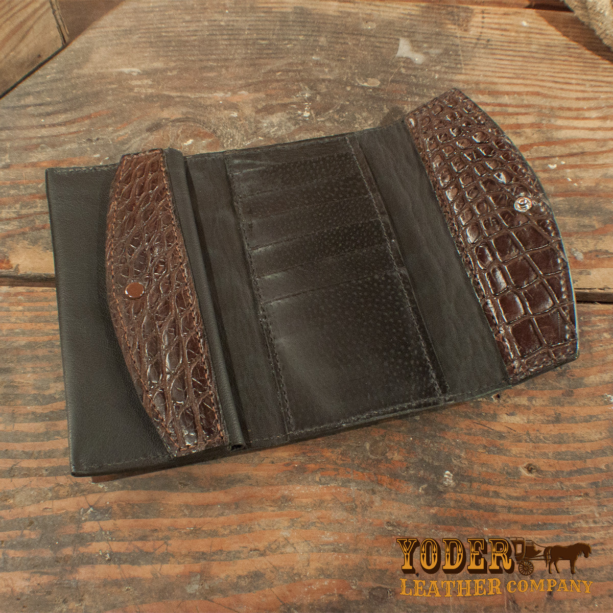 Alligator Matte Brown Clutch-Yoder Leather Company