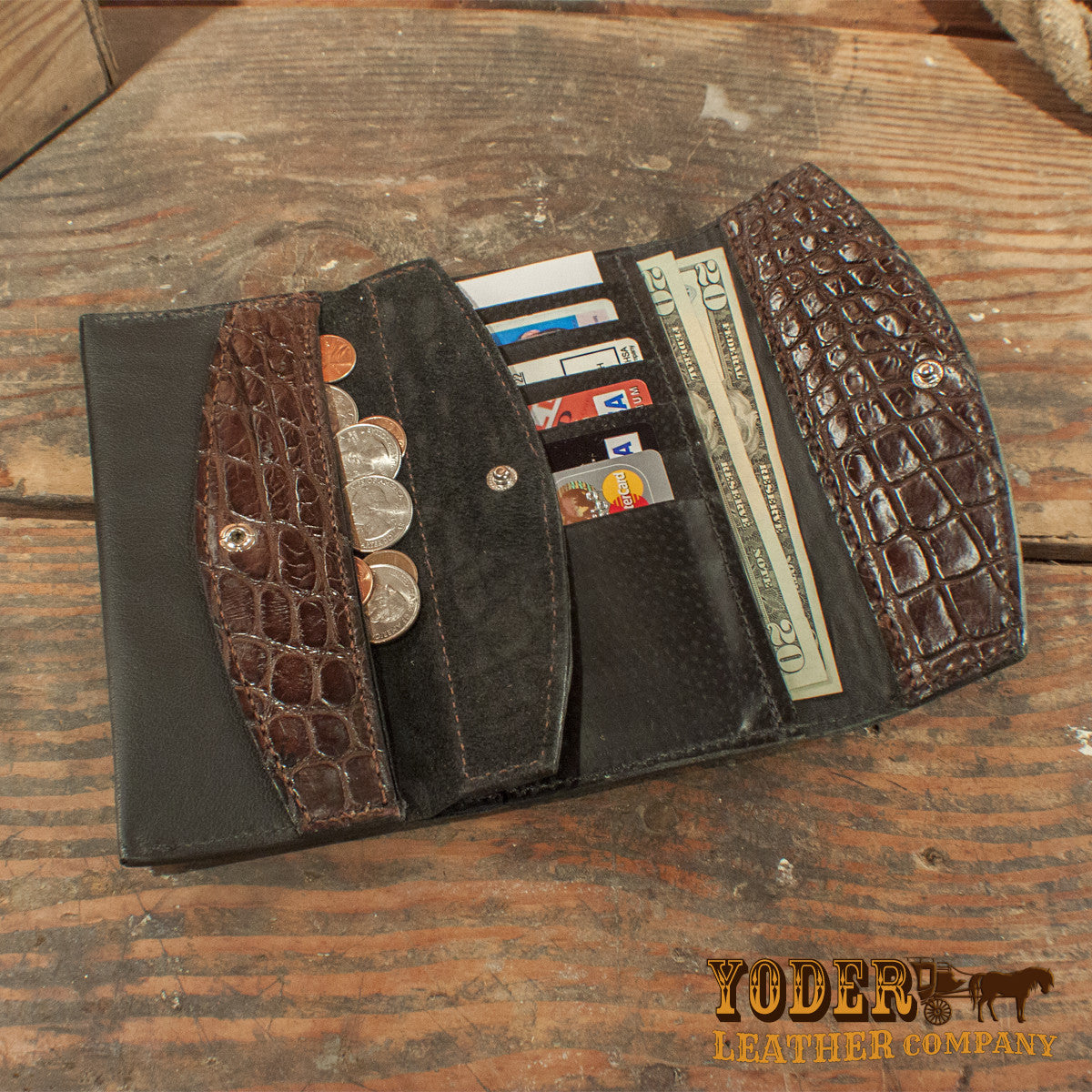 Alligator Matte Brown Clutch-Yoder Leather Company