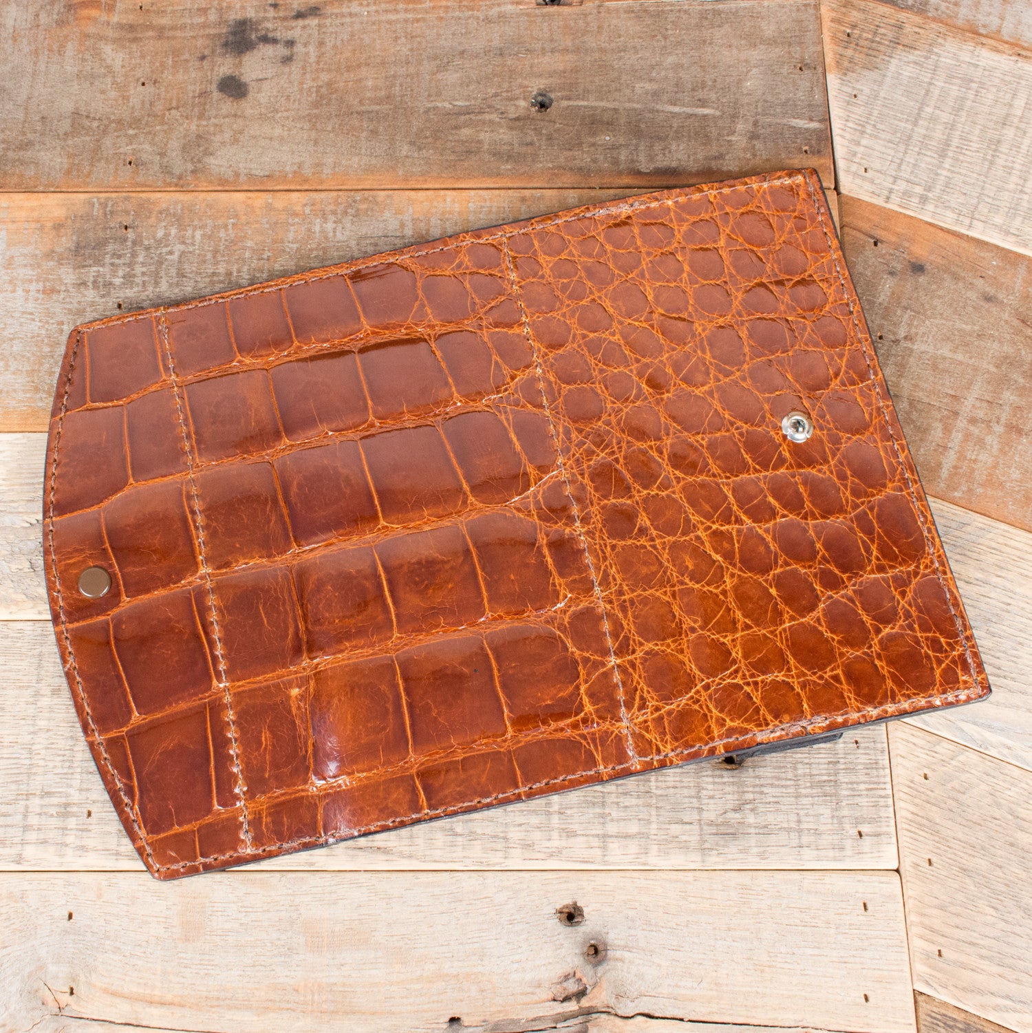 Alligator Cognac Clutch-Yoder Leather Company
