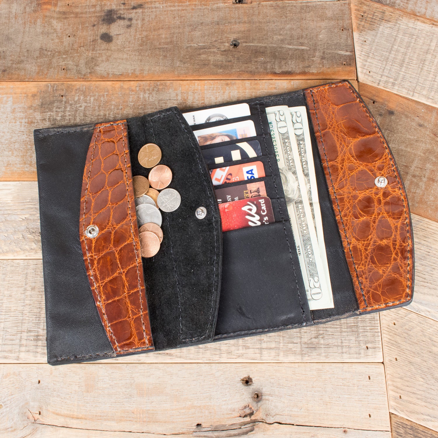 Alligator Cognac Clutch-Yoder Leather Company
