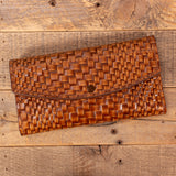 Basket Weave Brown Clutch