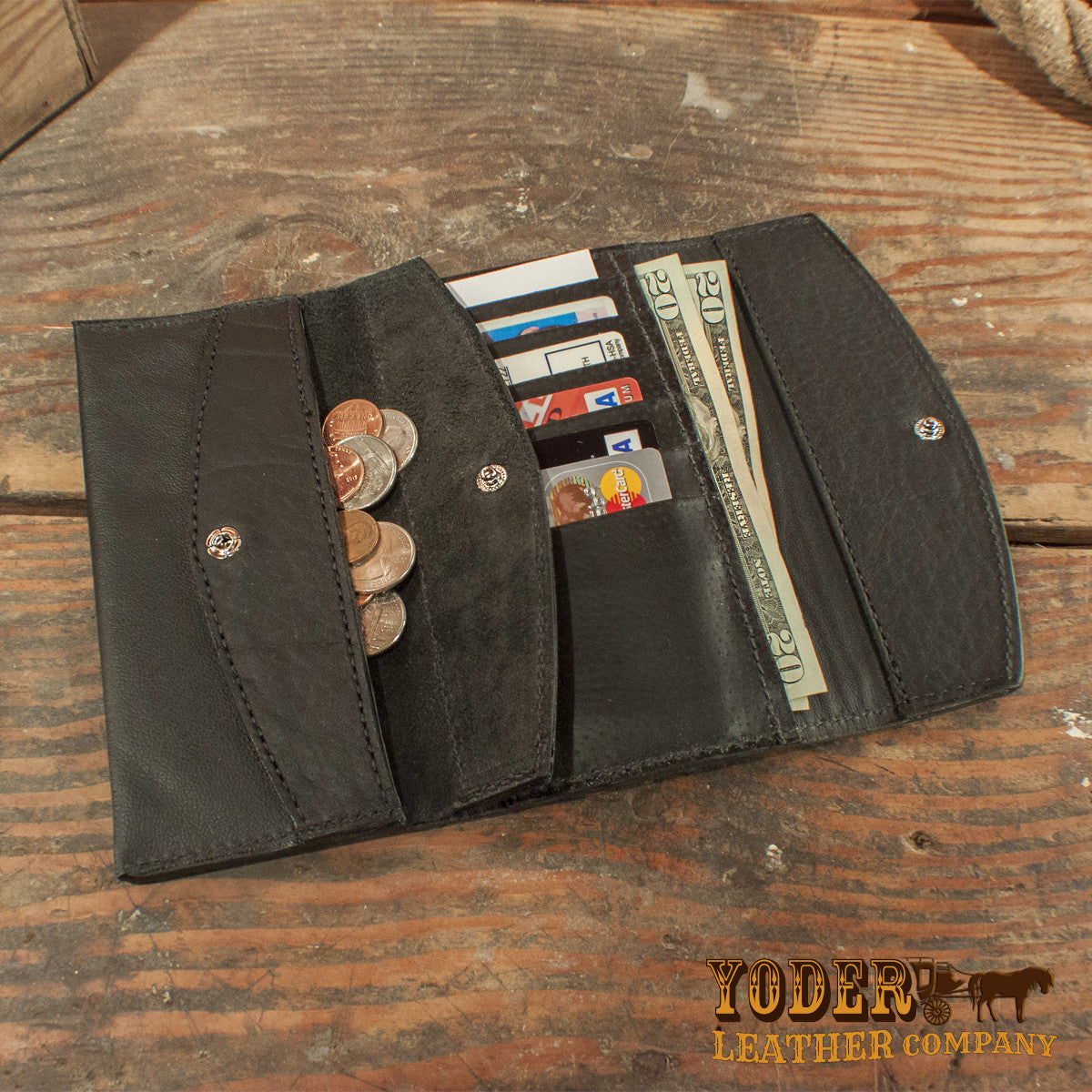 Bison Black Clutch-Yoder Leather Company