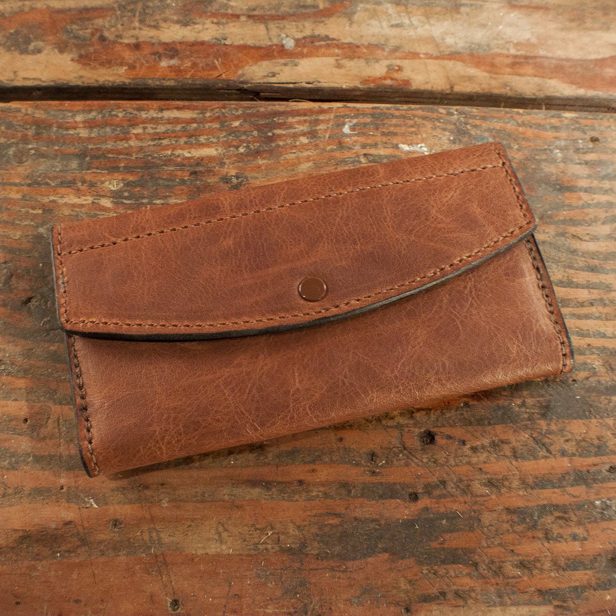 Brown Cowhide Handmade Women's Clutch Purse