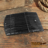 eel skin clutch wallet women's