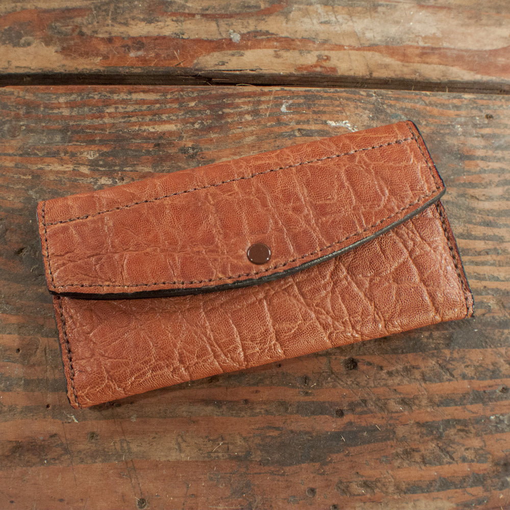 Caramel Brown Embossed Leather Clutch
