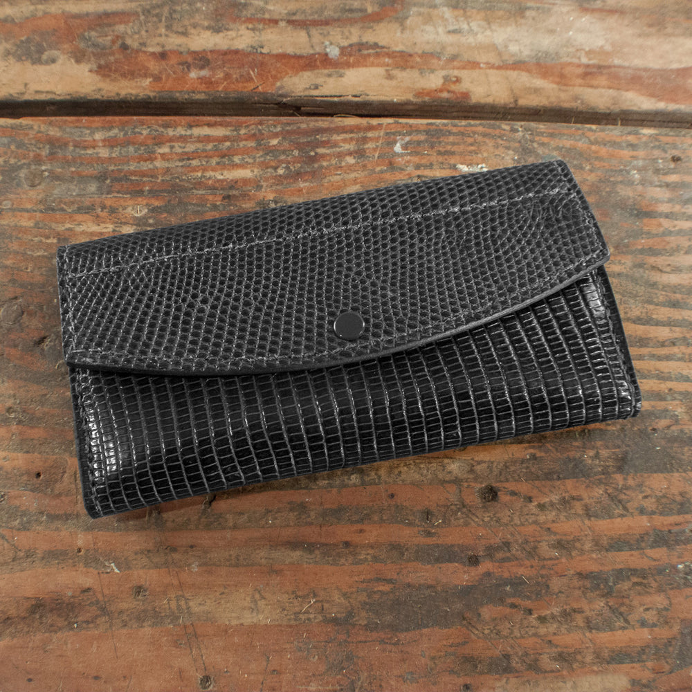 Black lizard clutch wallet