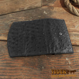Black Ostrich Leather Clutch Wallet