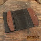 Brown Ostrich Skin Wallet Handbag Clutch