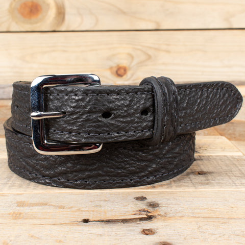 Black Shark Skin Leather Belt