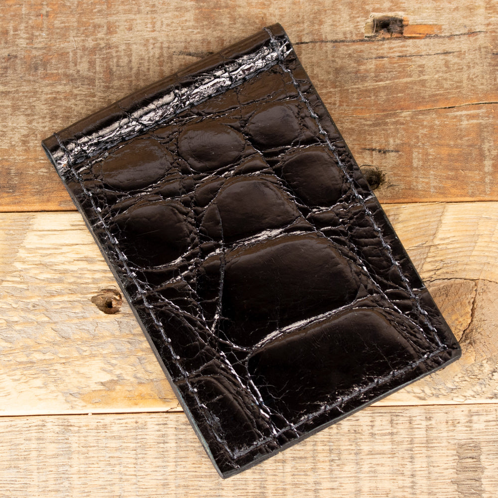 Handmade Black Alligator Wallet, Full Grain Alligator Leather