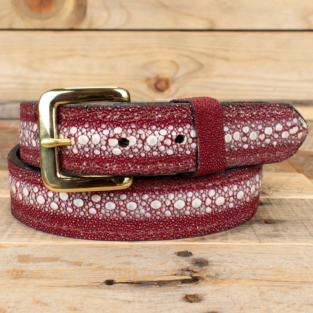 Red Spotted Eagle Leather Belt