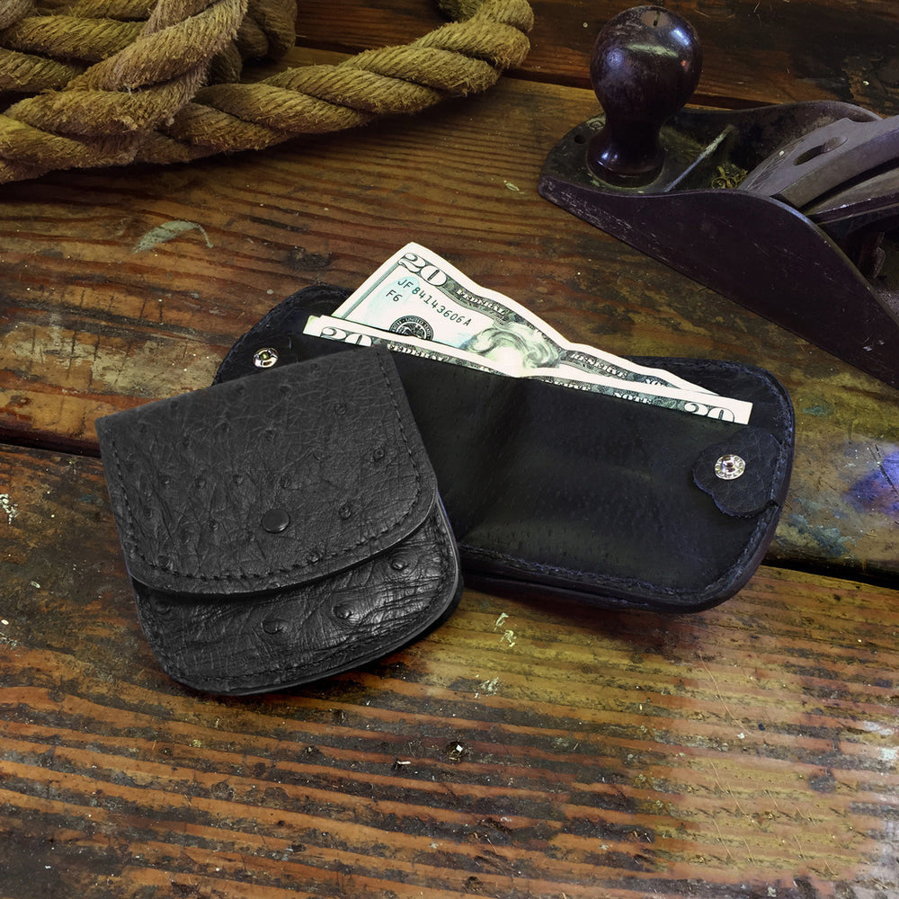 Black Ostrich Cab Wallet Taxi Style