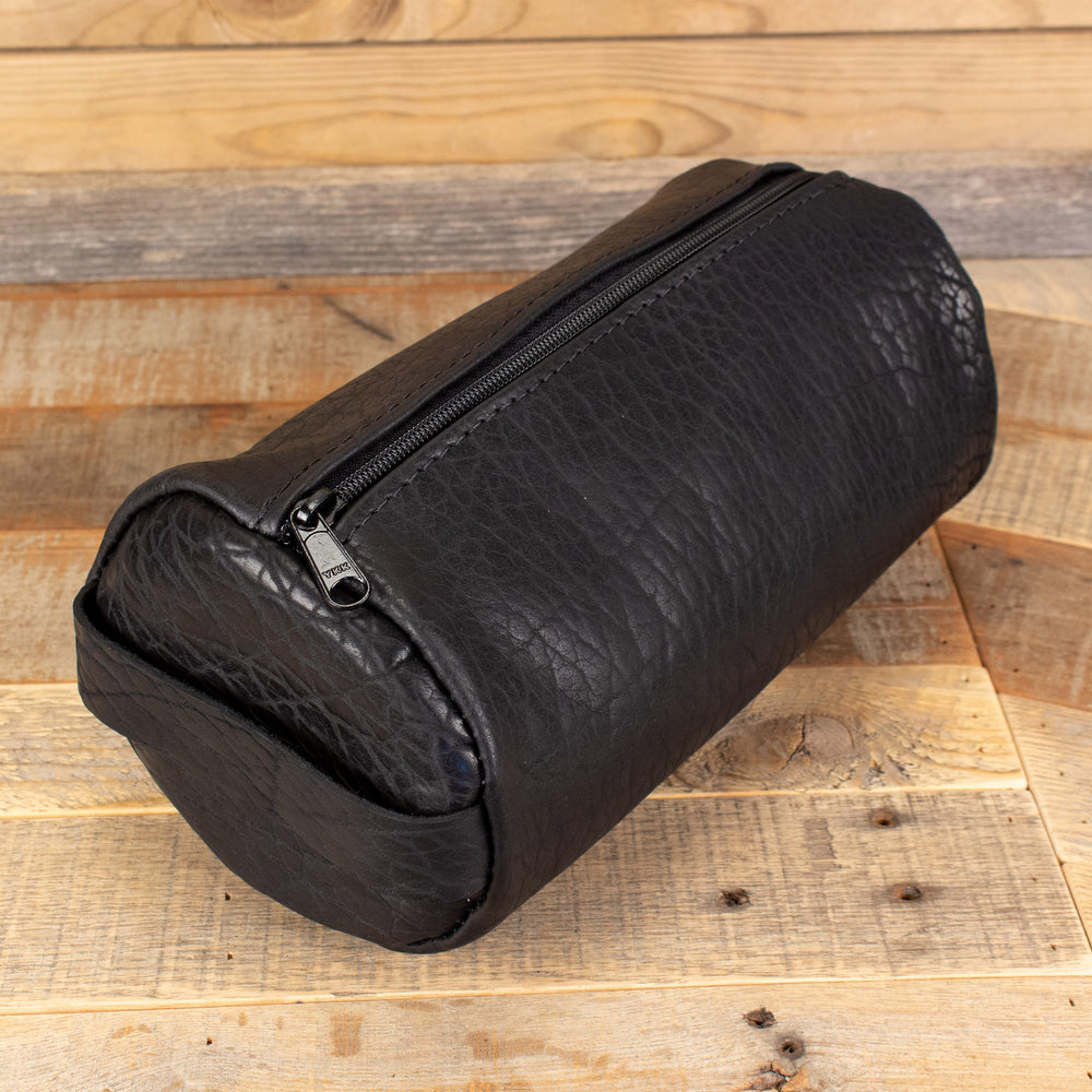 Black Shrunken Bison Leather Toiletry Hygiene Bag – Yoder Leather