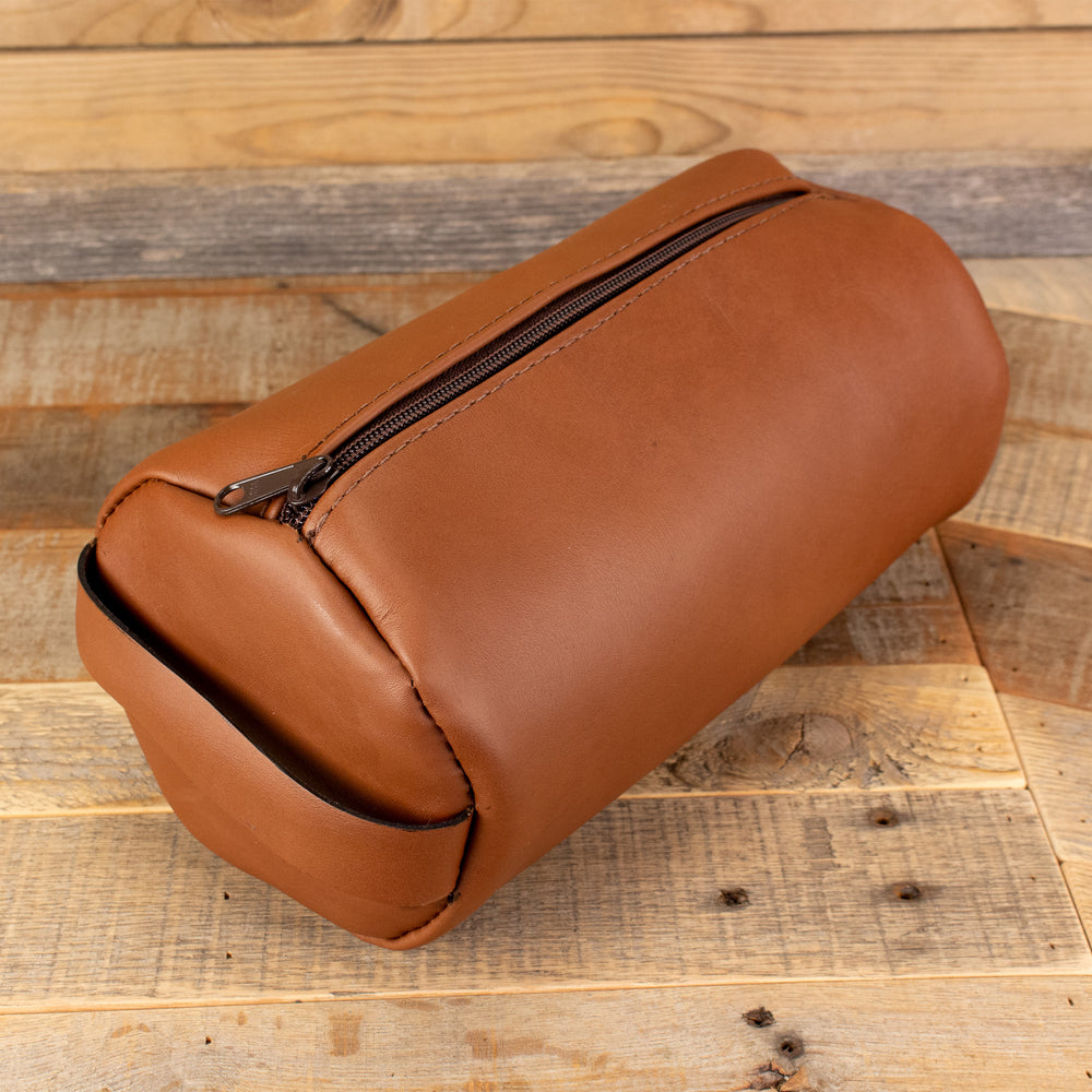 Yoder Leather Women's Cowhide Brown Leather Toiletry Bag - Amish Handcrafted