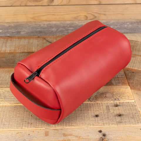 Red Cowhide Toiletry Bag