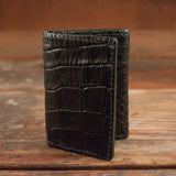 Trifold Leather Alligator Black Wallet