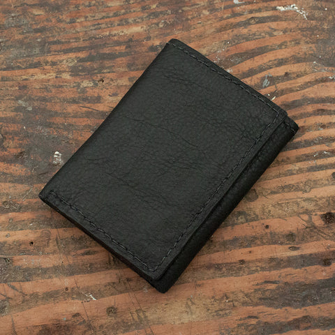 Black Bison Leather Trifold Wallet