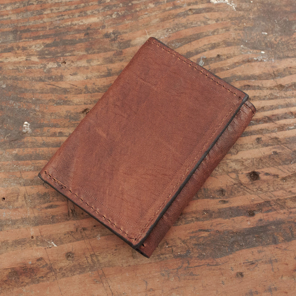 Brown Handmade Cowhide Trifold Wallet