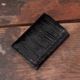 Black Eel Skin Trifold Leather Wallet
