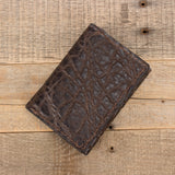 Dark Brown Elephant Trifold Leather Wallet