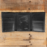 Brown Cowhide Trifold 6 Card Slots with ID Window