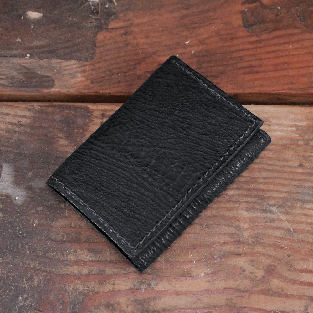 Black Shark Skin Leather Trifold Wallet