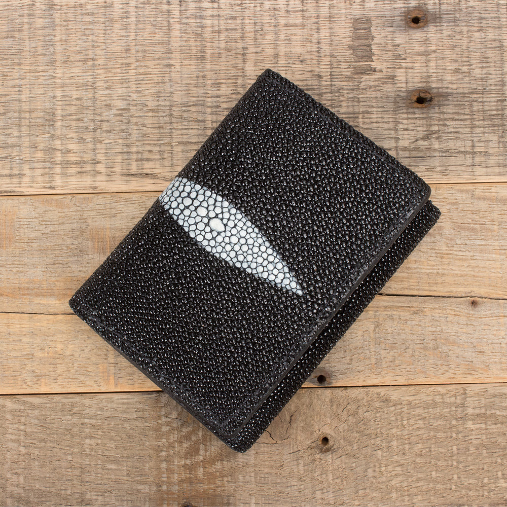 Black Stingray Trifold Leather Wallet