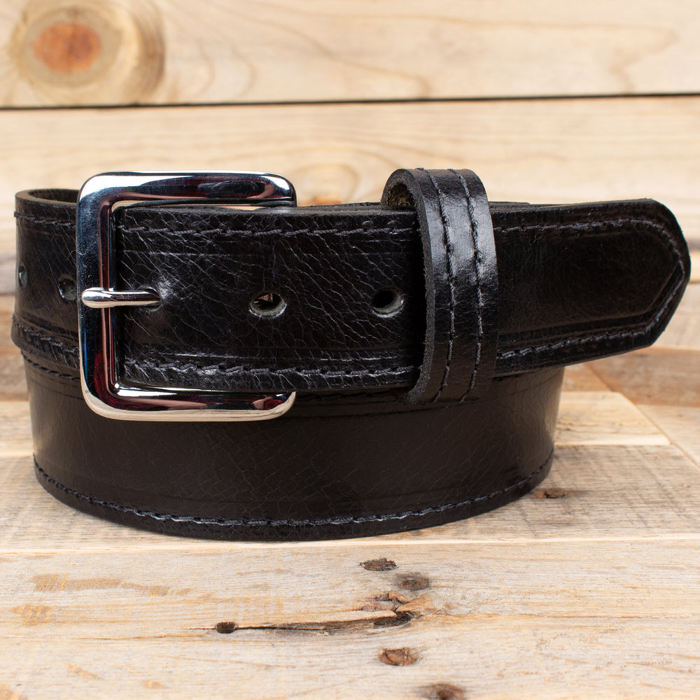 Genuine Water Buffalo Dress Belt Black