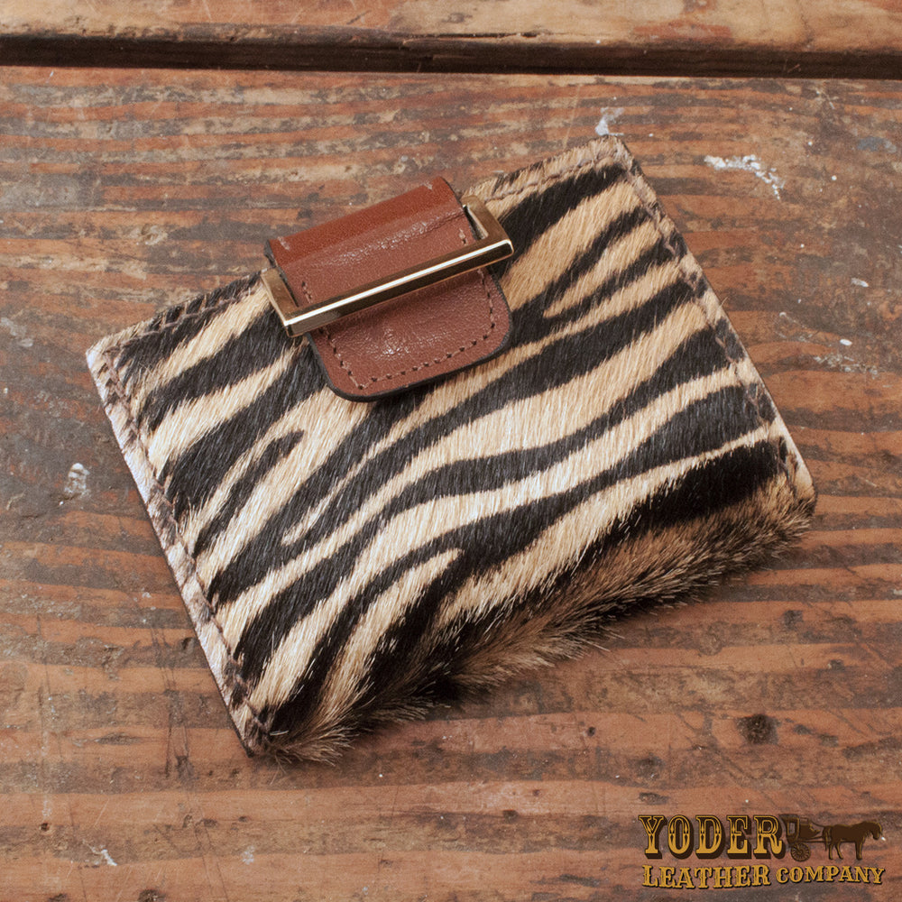 Furry Tiger Print Leather Wallet