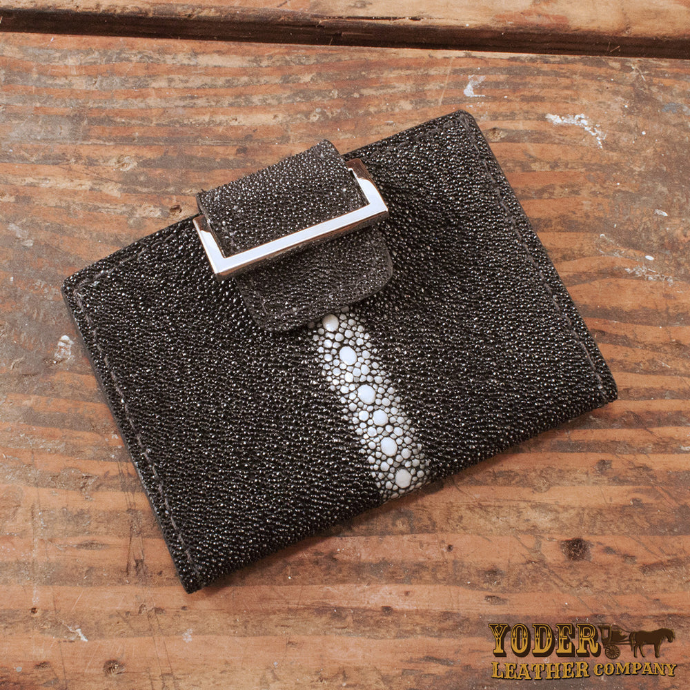 Black Full Polished Genuine Stingray Leather Wallet